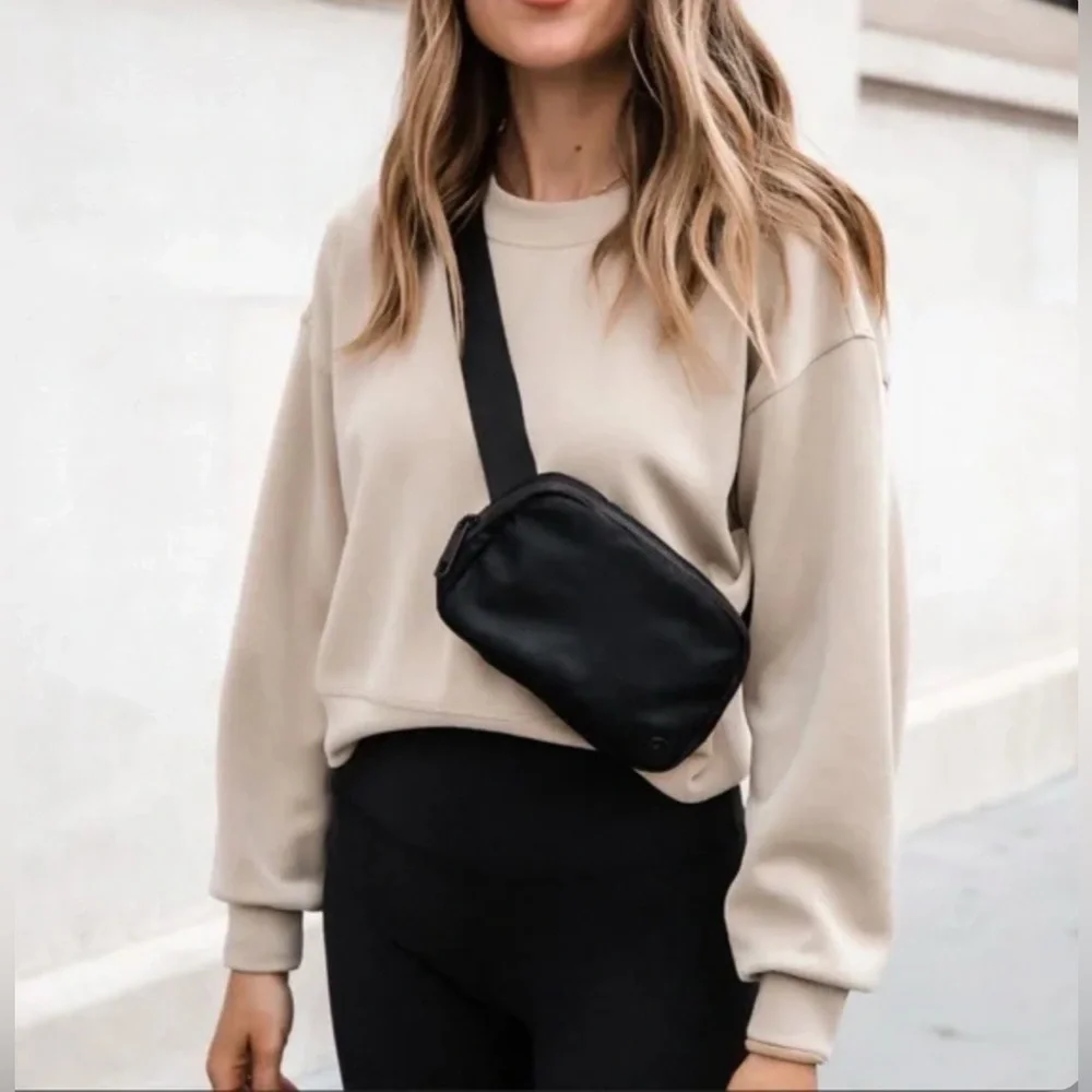 Lululemon Perfectly Oversized Cropped Crew Sweatshirt Softstreme Trench Tan - Picture 5 of 8